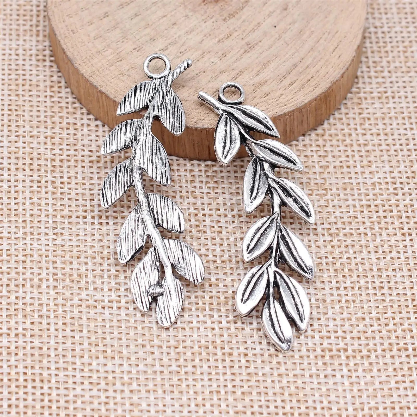 52x16mm 4.2g Antique Silver Zinc Alloy Olive Branch Charm Pendant for DIY Necklace Jewelry Making