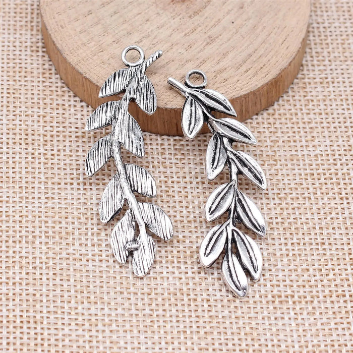 52x16mm 4.2g Antique Silver Zinc Alloy Olive Branch Charm Pendant for DIY Necklace Jewelry Making
