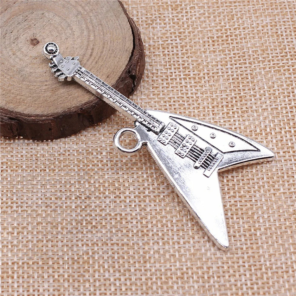 77x32mm 10.3g Multicolor Zinc Alloy Electric Guitar Charm Pendant for Music Theme DIY Jewelry Making