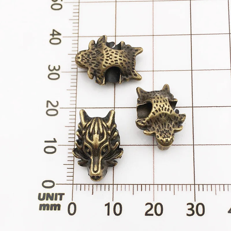 Vintage Zinc Alloy Lion Head Large Hole Spacer Beads for DIY Bracelet Jewelry