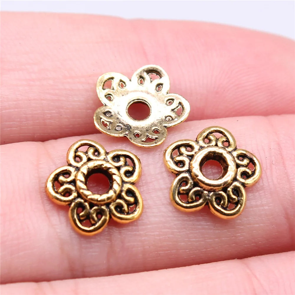 11x11x3mm 0.5g Multicolor Zinc Alloy Flower Bead Cap Jewelry Findings for DIY Bracelet Necklace Making
