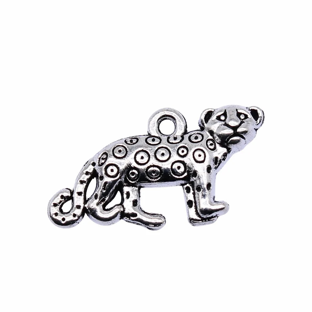 22x12mm 1.5g Antique Silver Tone Zinc Alloy Leopard Charm Pendant for DIY Necklace Bracelet Making