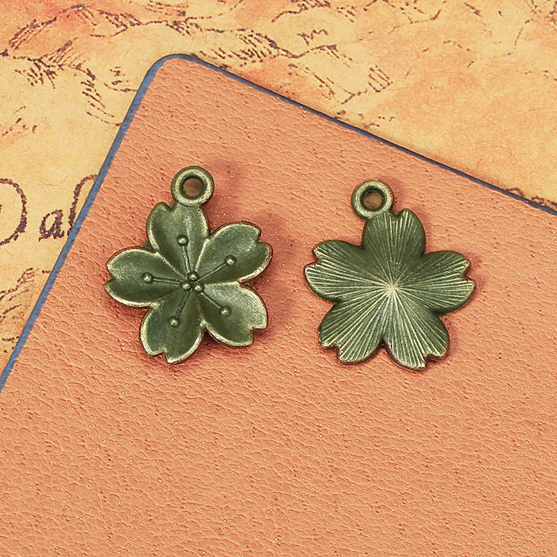 17MM Zinc Alloy Five Petal Flower Charm Pendant for DIY Necklace Bracelet Jewelry Making