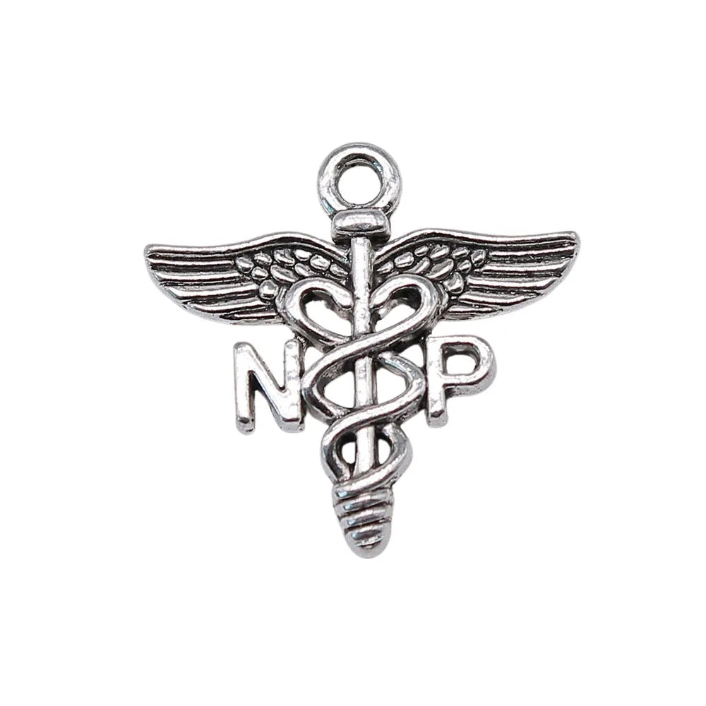 20x19mm 1.4g Antique Silver Zinc Alloy Cane Medical Symbol Charm Pendant for DIY Jewelry Making