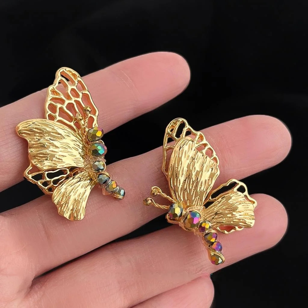 Forest Fairy Style Copper Butterfly Drop Earrings, Sweet Statement Animal Design