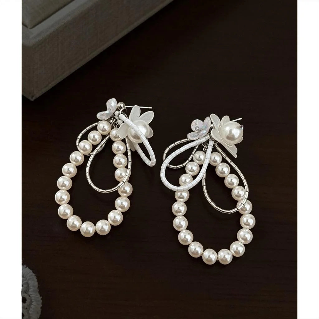 Runway Style Handmade Geometric Flower Drop Earrings Eco-Friendly Copper Elegant Designer Jewelry