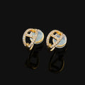 Elegant Geometric Round Hoop Zircon Alloy Stud & Clip On No Piercing Commuter Versatile Earrings