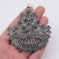 78x70mm 22g Antique Silver Zinc Alloy Large Peacock Charm Pendant for DIY Necklace Jewelry Making