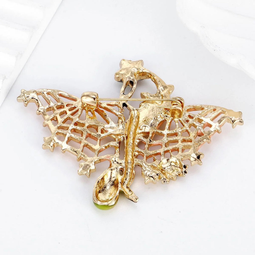 Cute Halloween Witch Bat Brooch With Enamel Wings And Rhinestones, Alloy Lapel Pin Corsage Gift