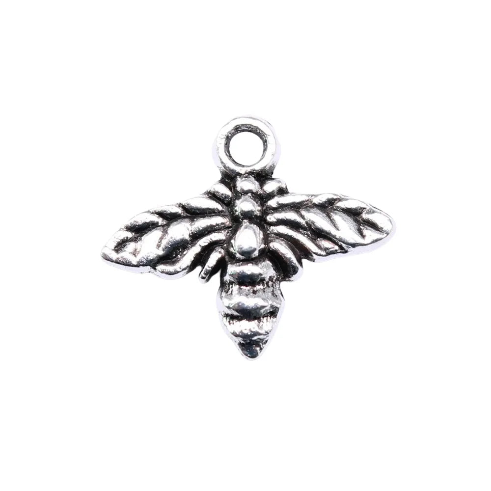 13x15mm 0.5g Antique Silver Zinc Alloy Bee Charm Pendant for DIY Necklace Bracelet Jewelry Making