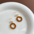 Maillard Style Copper Zircon Bow Geometric Tassel Heart Drop Earrings Vintage Handmade Jewelry