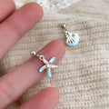 Summer Asymmetric Copper Shell Star Drop Earrings For Women, Sweet Cute Seaside Mini Jewelry