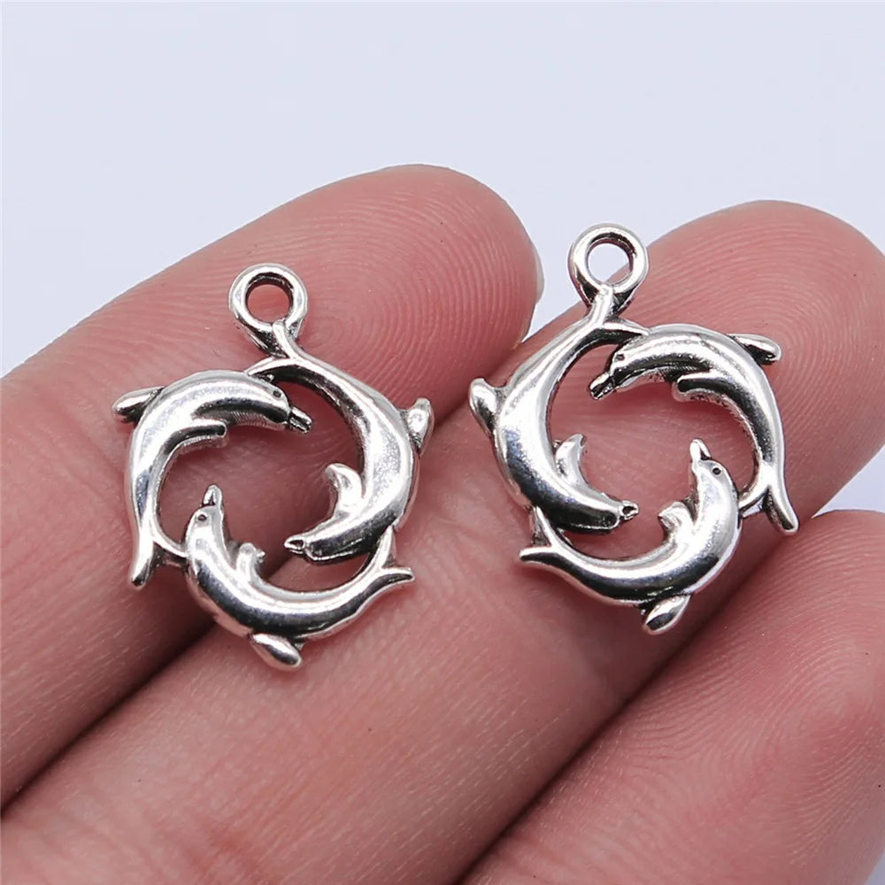 21x16mm 1.4g Multicolor Zinc Alloy Dolphin Charm Pendant for Ocean Theme DIY Jewelry Making