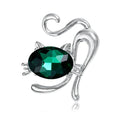 Cute Crystal Cat Brooch With Blue Rhinestone And Gold Alloy Finish, Elegant Animal Lapel Pin Gift