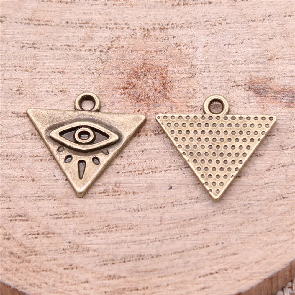 14x13mm 0.9g Multicolor Zinc Alloy Triangle Eye Charm Pendant for DIY Necklace Bracelet Making