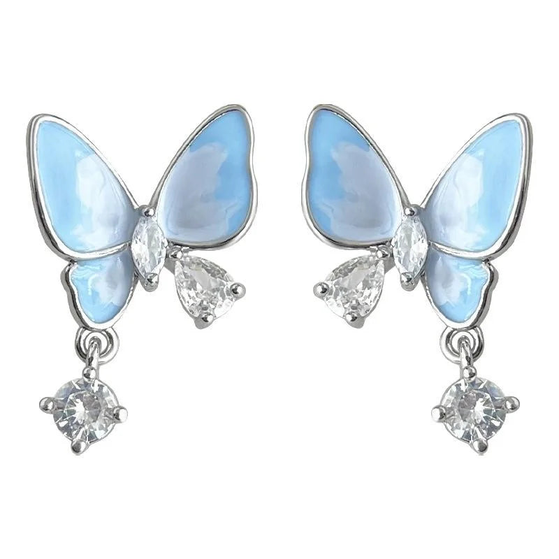 Original Design Ombre Butterfly Copper Stud Earrings Fresh Sweet 2025 Jewelry