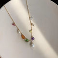 Original Design Handmade Sweet Summer Irregular Stone Chip And Freshwater Pearl Geometric Choker Necklace For Women