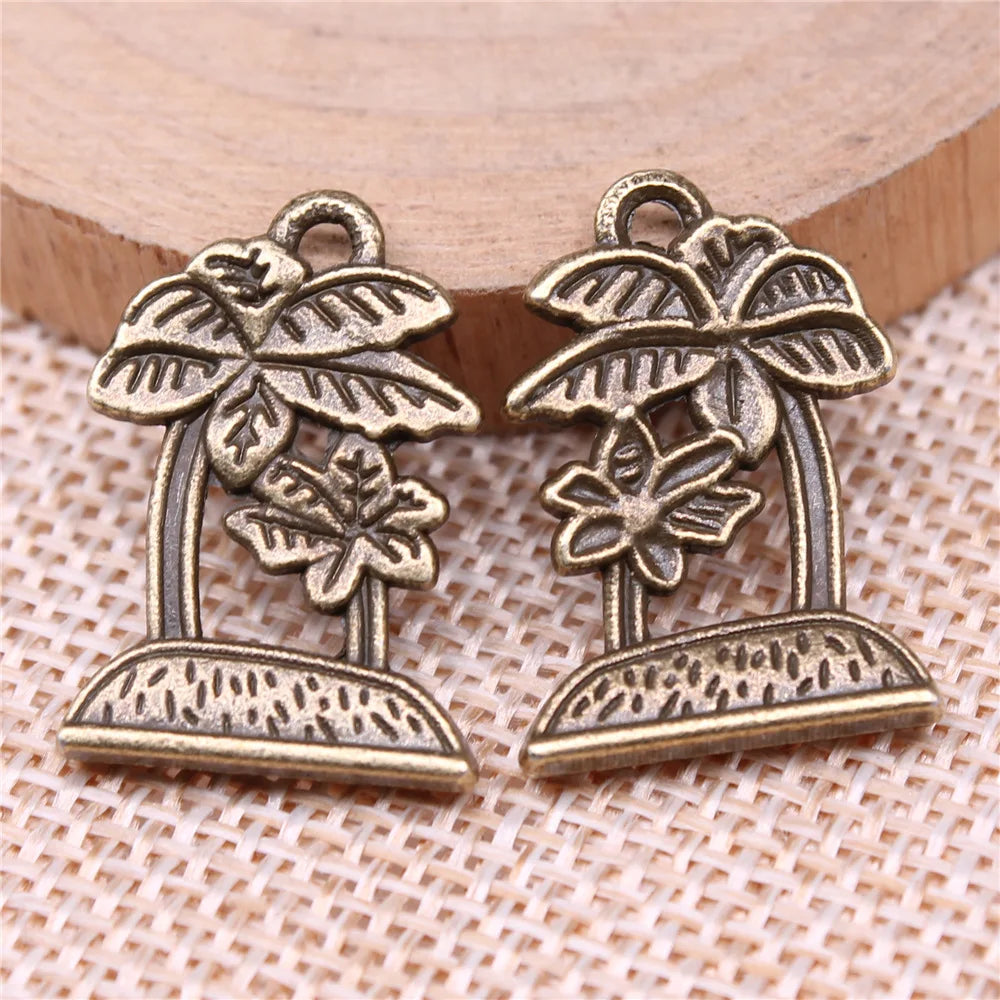 23x16mm 2.7g Zinc Alloy Coconut Palm Tree Charm Pendant for Necklace Bracelet Jewelry Making