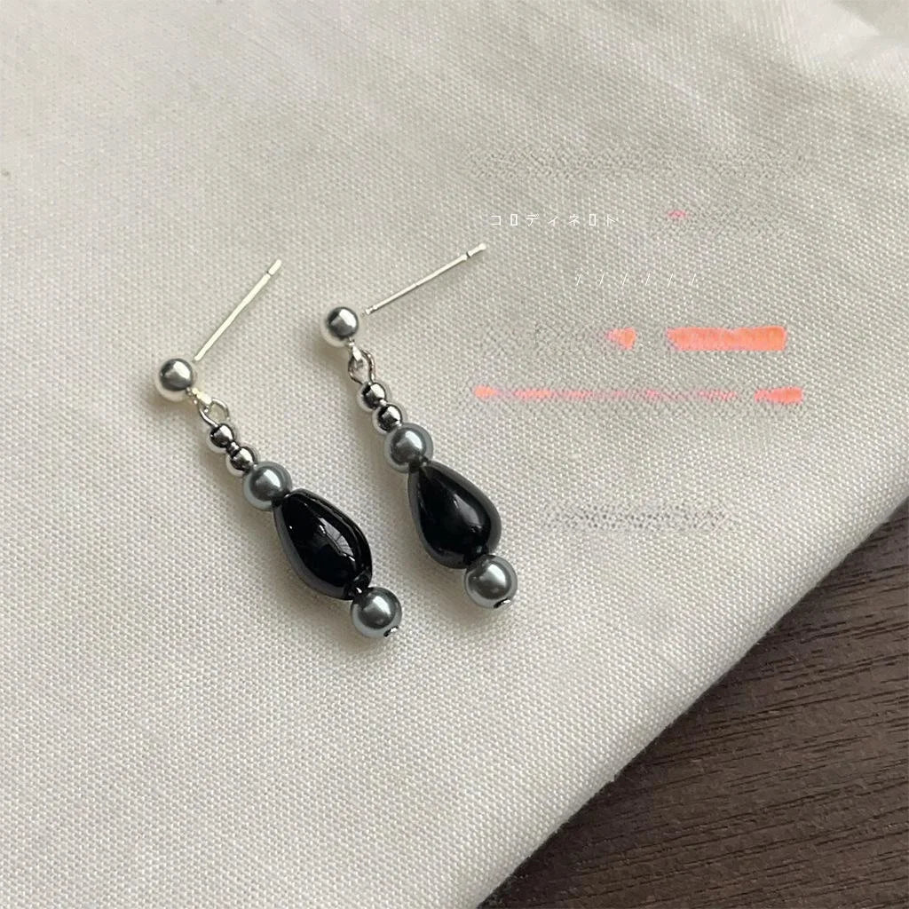 Minimalist Glass Crystal Round Bead Teardrop Geometric Drop Earrings For Women