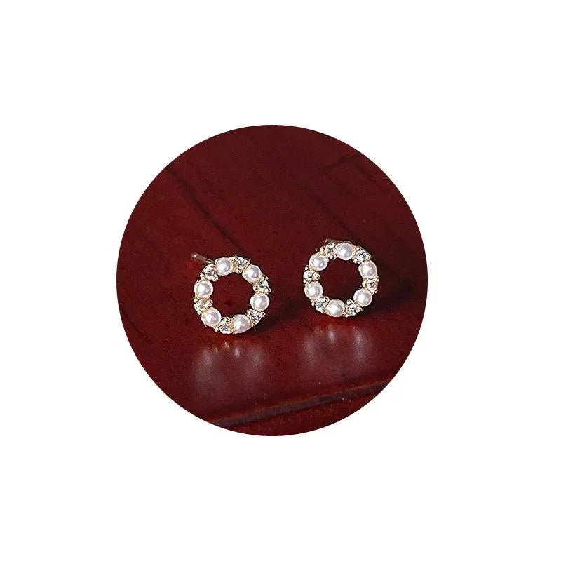 Mini Round Micro Pave Zircon 14K Plated Copper Stud Earrings For Minimalist Daily Wear