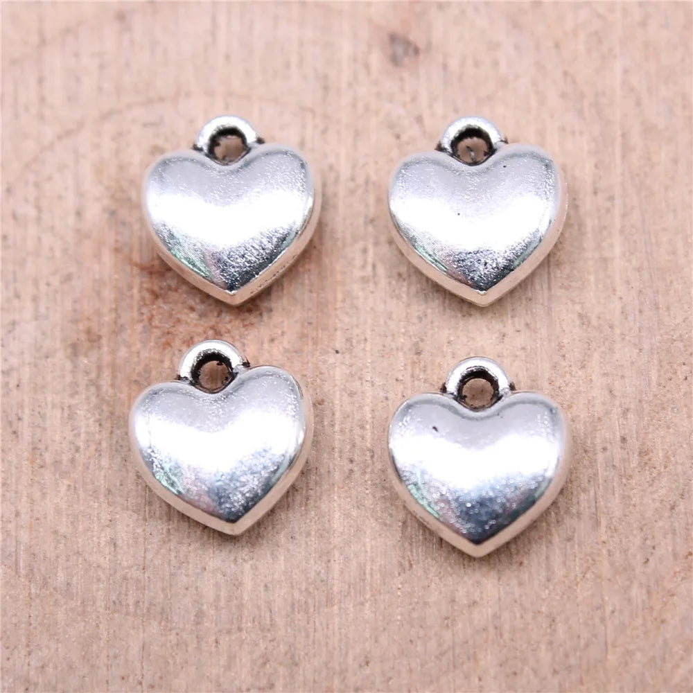 9x8mm 0.9g Multicolor zinc alloy 3D Heart charm pendant for DIY necklace bracelet making