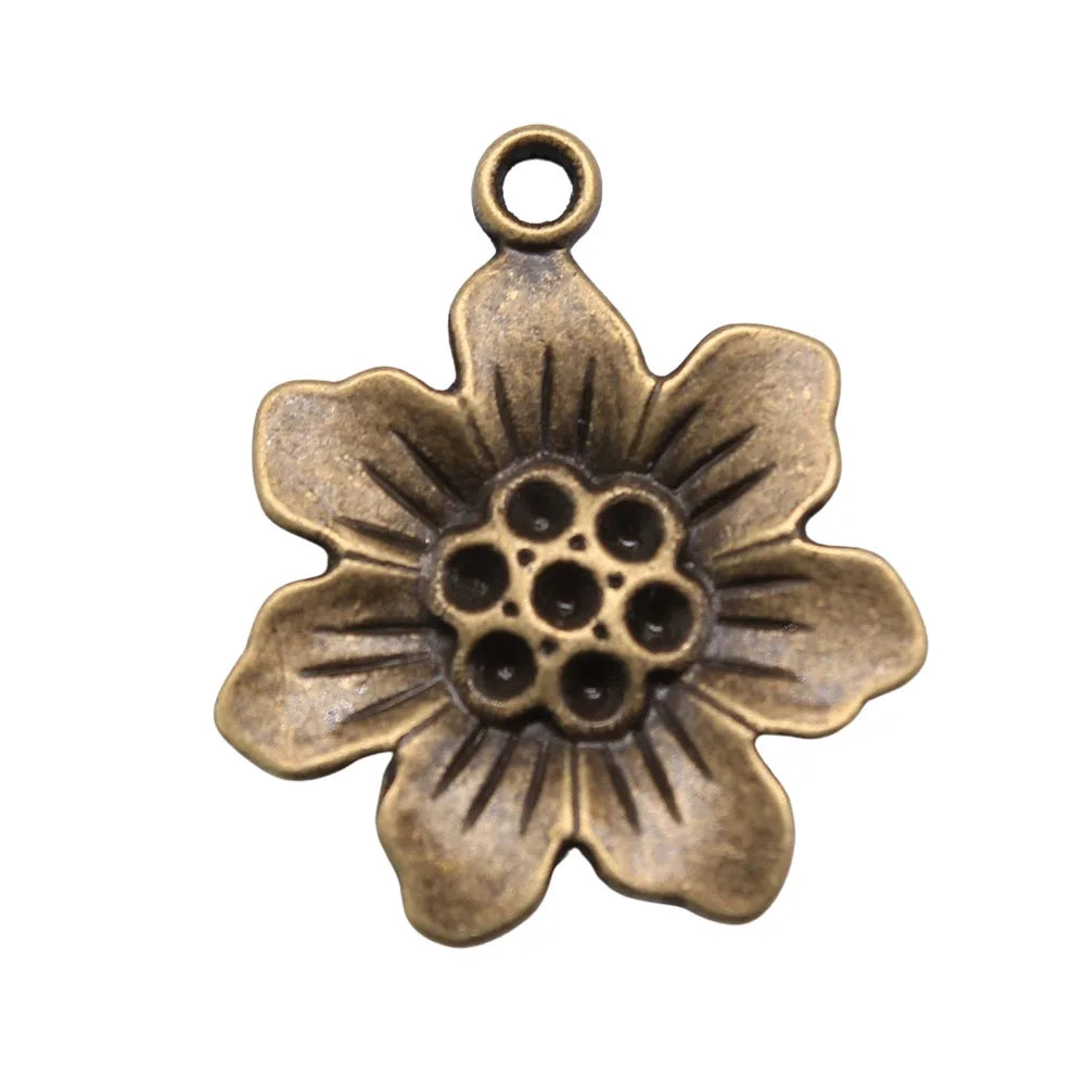 25x21mm 1.7g Multicolor Zinc Alloy Flower Charm Pendant for DIY Necklace Bracelet Jewelry Making