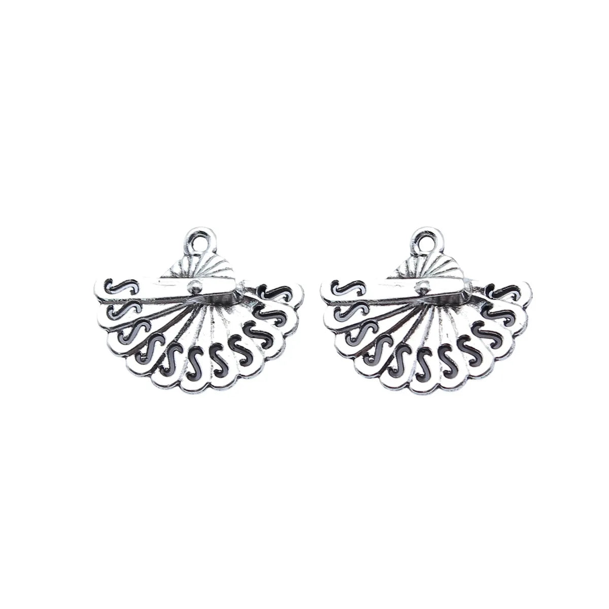 20x16mm 1.57g Antique Silver Finish Zinc Alloy Folding Fan Charm Pendant for Necklace Bracelet DIY