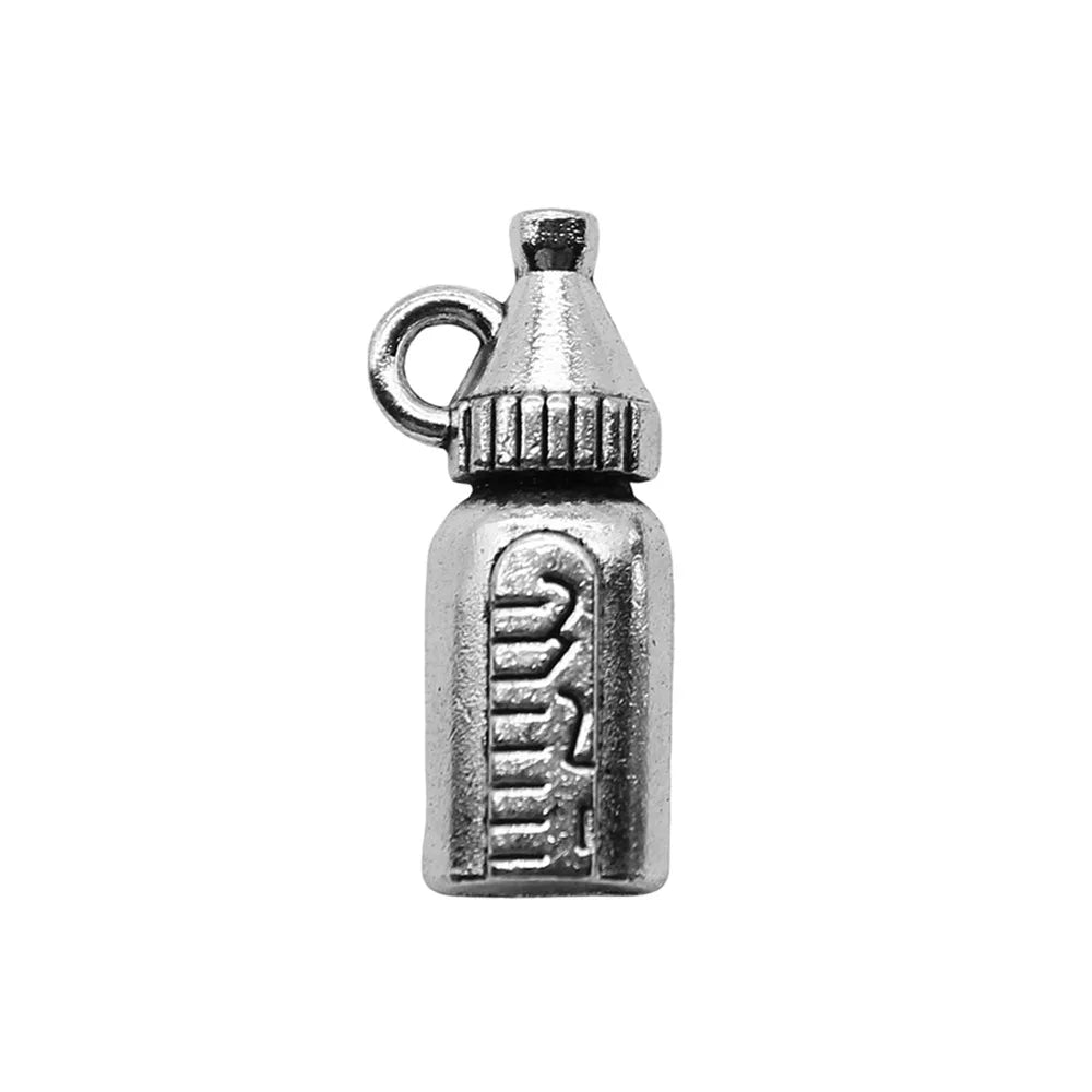 8x17mm 0.5g Antique Silver Zinc Alloy Baby Bottle Charm Pendant for Necklace Bracelet DIY Jewelry Making
