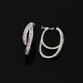 Luxury Irregular Double Cross Hoop Zircon Stud & Clip On No Piercing Women's Fashion Earrings