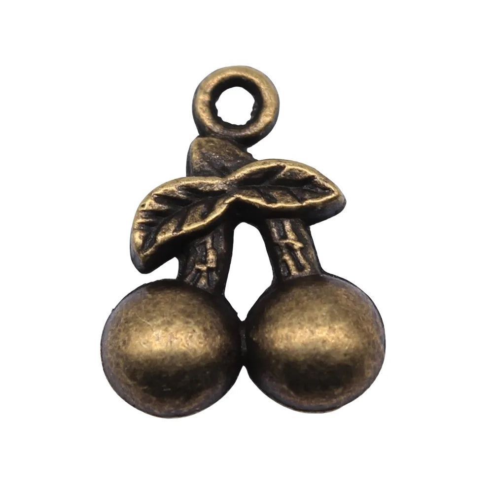 14x11mm 1.5g Antique Bronze Zinc Alloy Cherry Charm Pendant for DIY Bracelet Necklace Jewelry Making