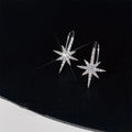 Elegant Eight-Point Star Zircon Micro Pave Copper Real Gold Plated Drop Earrings