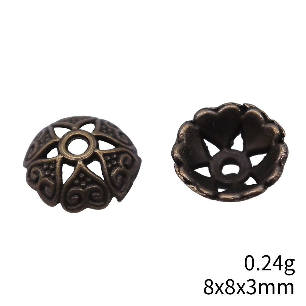 8x8x3mm 0.24g Multicolor Zinc Alloy Flower Bead Caps Jewelry Findings for DIY Bracelet Necklace Making