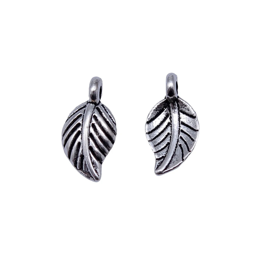 14x7.4mm 0.34g Antique Silver Zinc Alloy Leaf Charm Pendant for DIY Necklace Bracelet Making