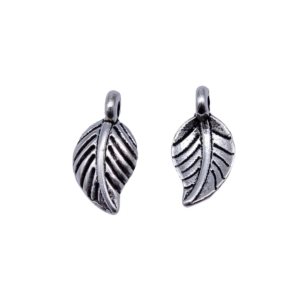 14x7.4mm 0.34g Antique Silver Zinc Alloy Leaf Charm Pendant for DIY Necklace Bracelet Making