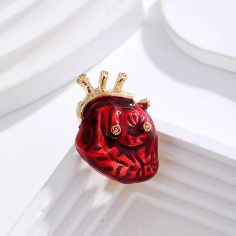 Creative Anatomical Heart Enamel Alloy Brooch, Vintage Medical Organ Lapel Pin Suit Accessory Gift