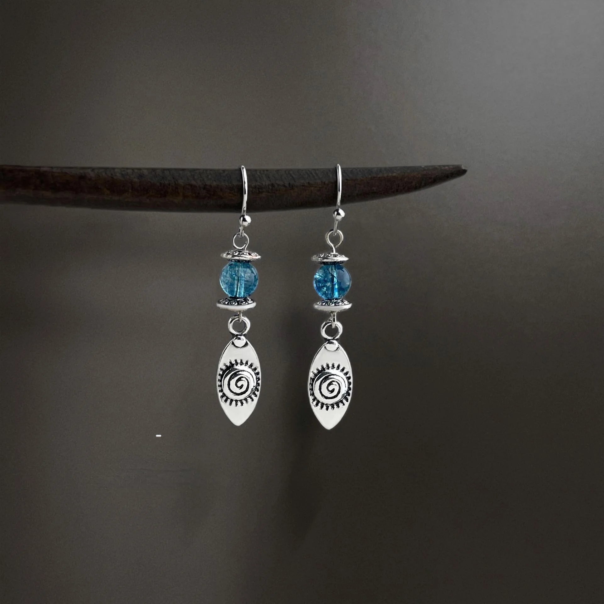 Handmade Vintage Zinc Alloy Leaf Geometric Tassel Drop Earrings For Women