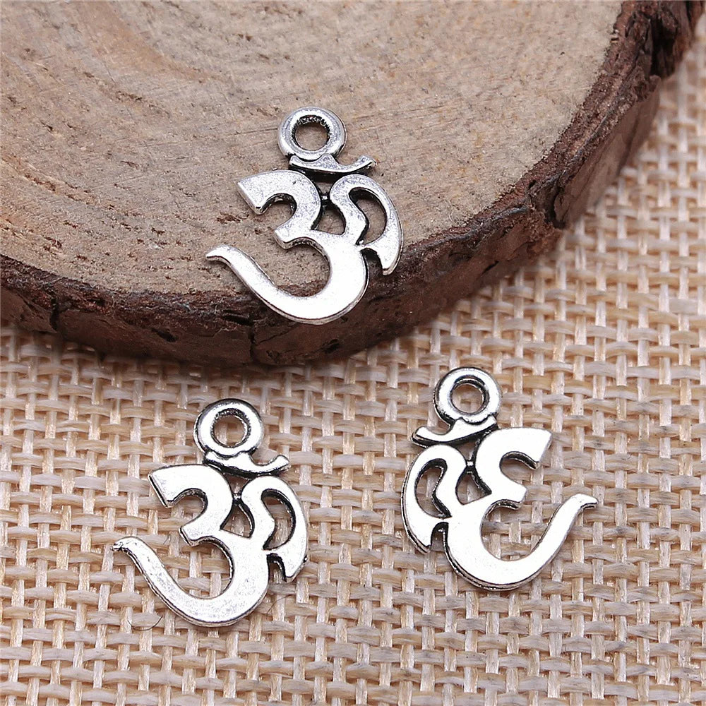 15x12mm 0.5g Antique Silver Zinc Alloy OM Charm Pendant for DIY Jewelry Making