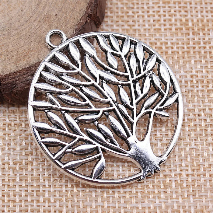 41x37mm 6.6g Multicolor Zinc Alloy Round Tree Charm Pendant for DIY Vintage Jewelry Making