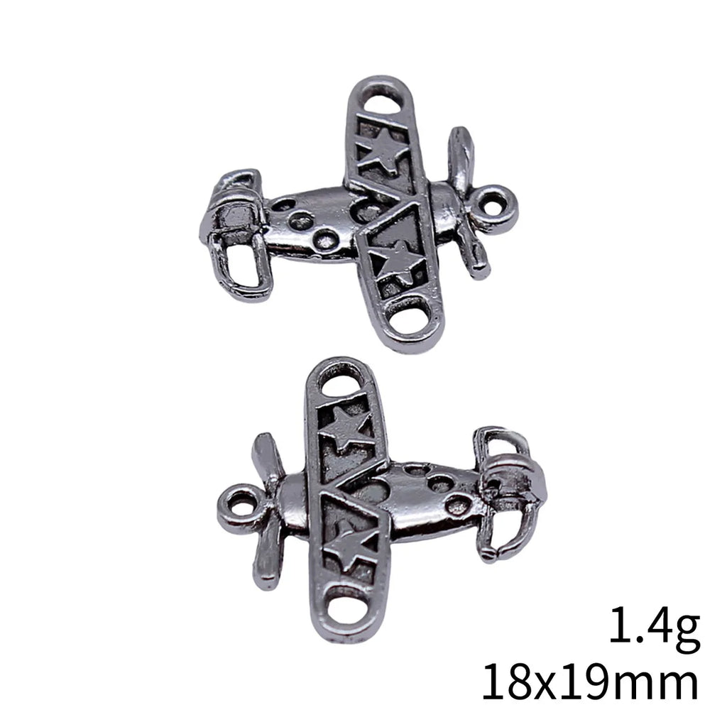 18x19mm 1.4g Antique Silver Zinc Alloy Airplane Charm Pendant for DIY Travel Jewelry Making
