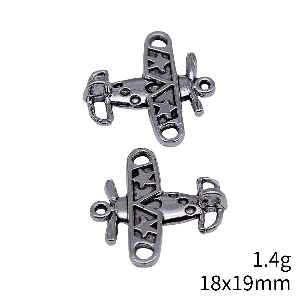 18x19mm 1.4g Antique Silver Zinc Alloy Airplane Charm Pendant for DIY Travel Jewelry Making