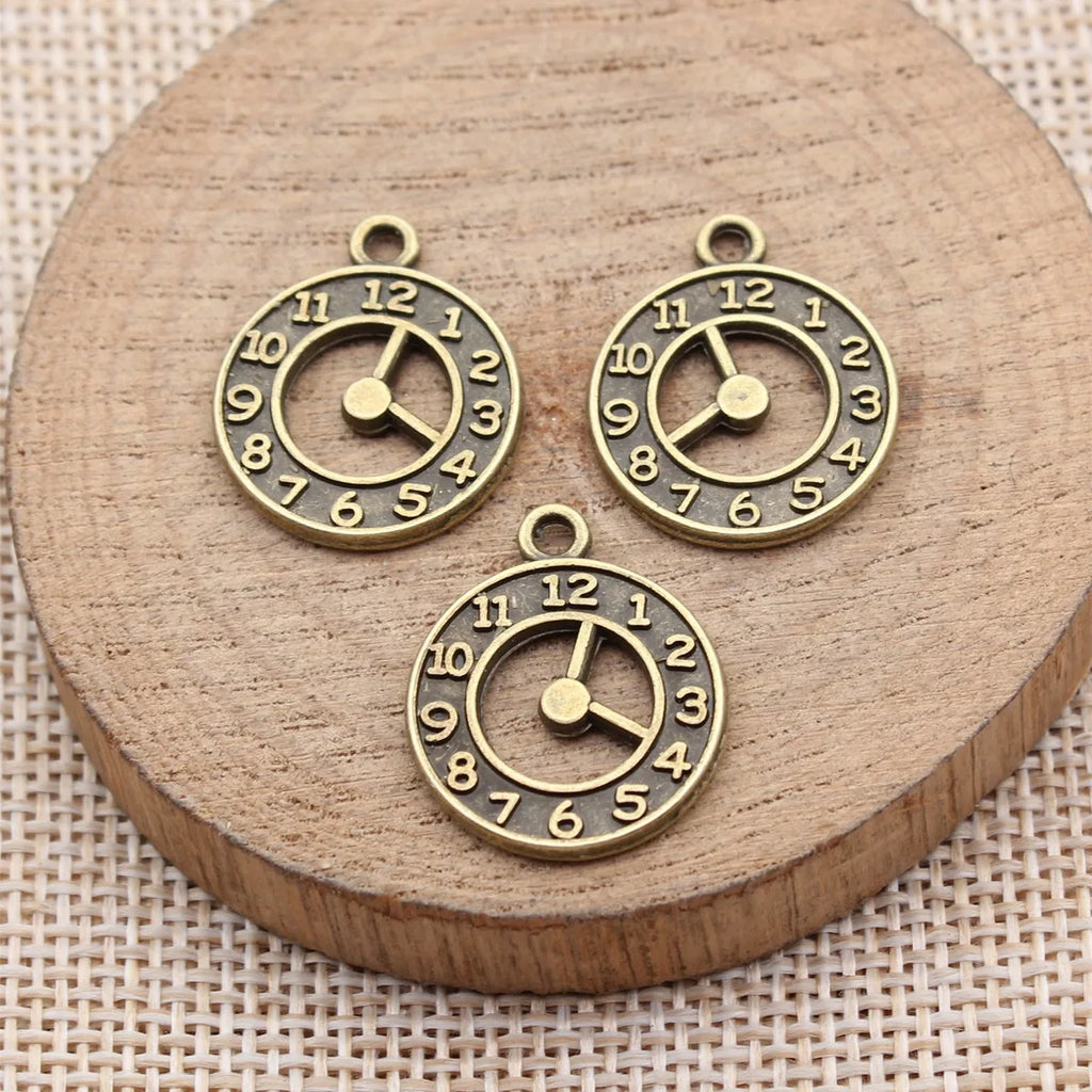 21x18mm 1.65g Multicolor Zinc Alloy Double Sided Clock Charm Pendant for DIY Necklace Jewelry Making
