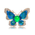 Elegant Hand Painted Enamel Butterfly Brooch With Rhinestones, Gold Alloy Lapel Pin Corsage Suit Accessory