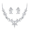 Luxury Bridal Crystal Rhinestone Floral Leaf Necklace Earrings Jewelry Set For Wedding Party Gift
