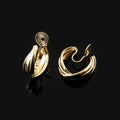 Vintage Gold Alloy Twisted Hoop Circle Stud & Clip On No Piercing Minimalist Metal Earrings