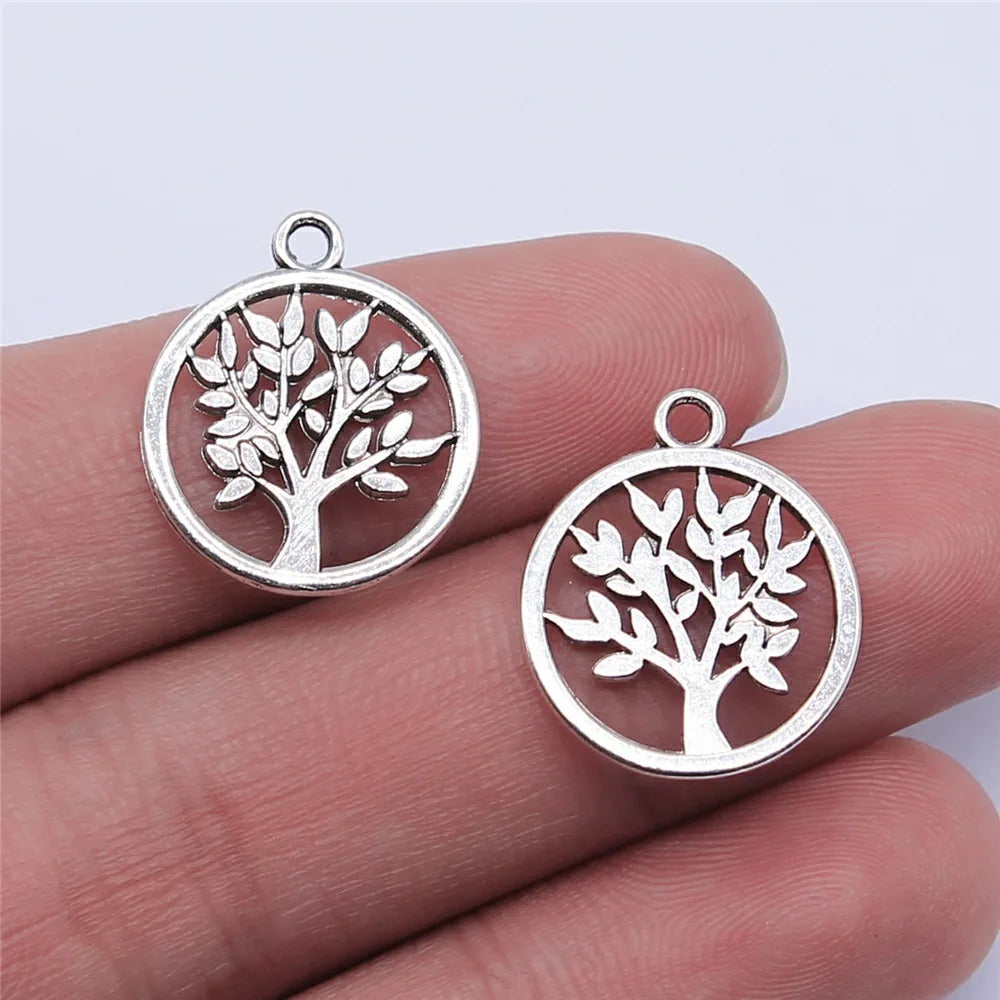 17x17mm 0.95g Multicolor Zinc Alloy Tree of Life Charm Pendant for DIY Bracelet Necklace Making