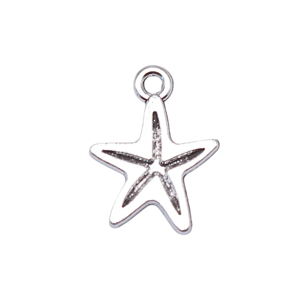 18x12mm 0.8g Antique Silver Zinc Alloy Starfish Charm Pendant for DIY Ocean Theme Jewelry Making