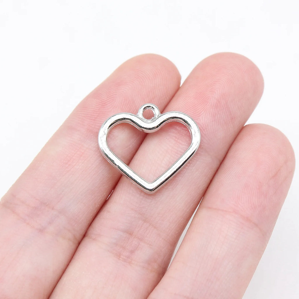 17x19mm 1.2g Multicolor Zinc Alloy Hollow Heart Charm Pendant for DIY Necklace Bracelet Making
