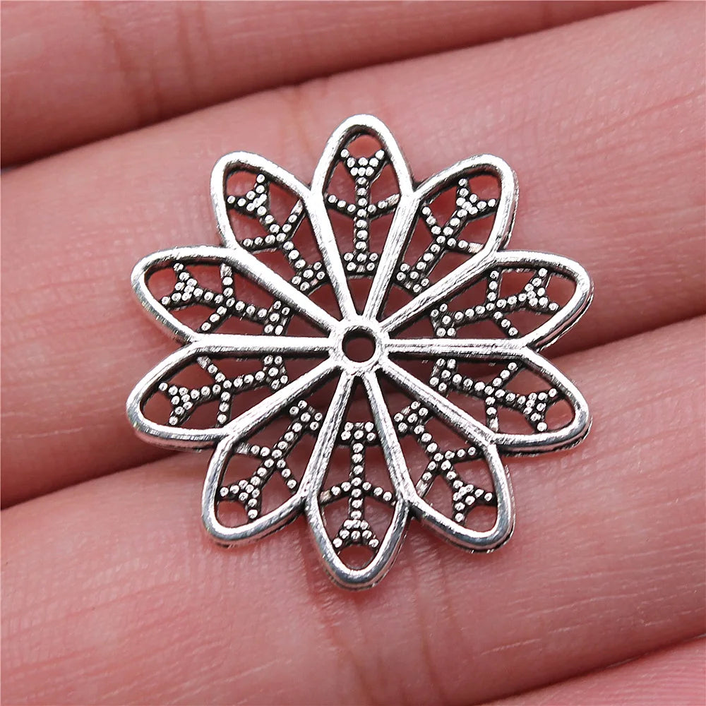 25x25mm 1.8g Multicolor Zinc Alloy Flower Spacer Beads for DIY Bracelet Necklace Making