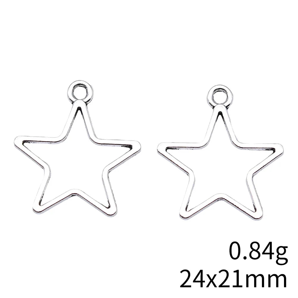 24x21mm 0.84g Multicolor Zinc Alloy Hollow Five Point Star Charm Pendant for DIY Jewelry Making