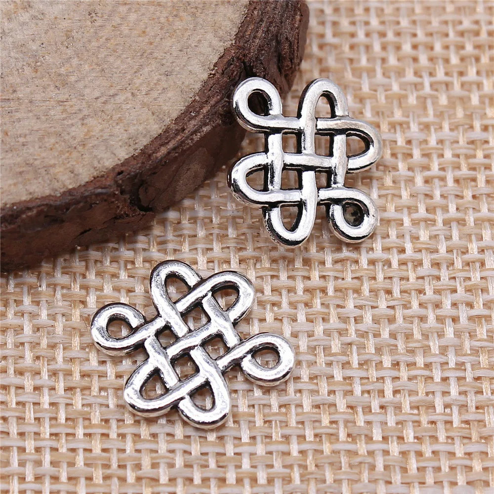 17x14mm 0.8g Multicolor Zinc Alloy Chinese Knot Connector Charm for DIY Bracelet Jewelry Making